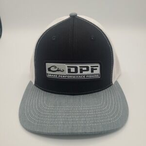 Drake DPF Performance Fishing Hat Black White Mesh Back Snapback Trucker Cap NWT